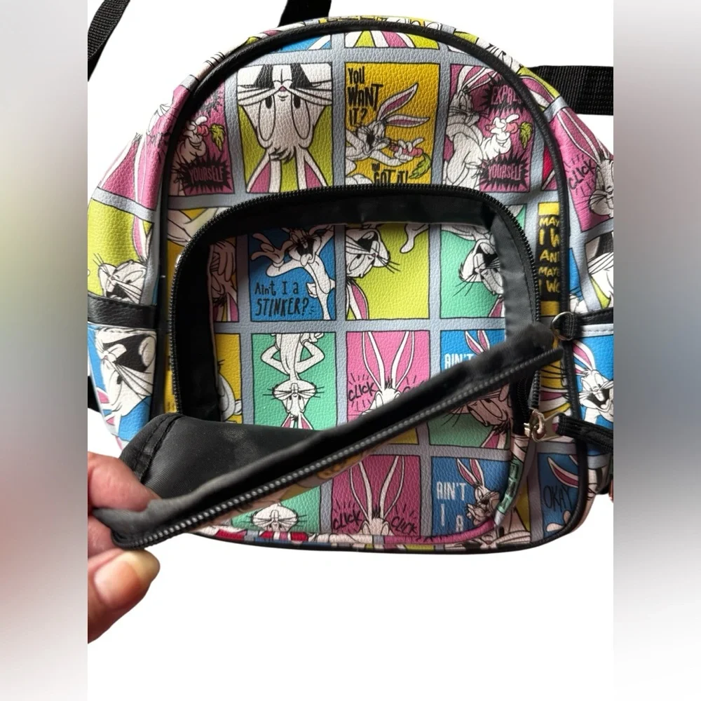 Warner Brothers Looney Tunes Mini Backpack Bugs Bunny Iconic Sayings Pockets